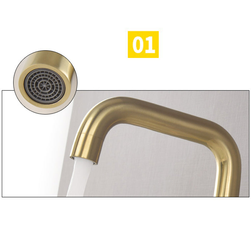 Brushed Gold Three Hole Waterfall Widespread Bathroom Sink Faucet