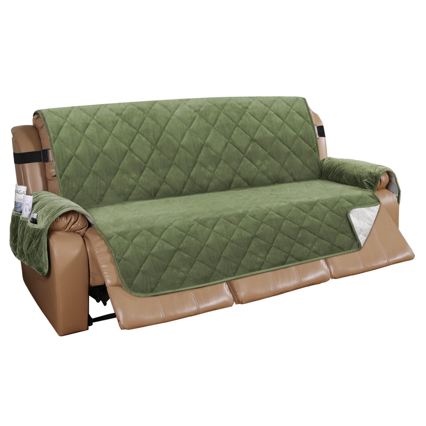 Thick Velvet Sofa Cover Soft Couch Cover for 3 Cushion Cover Washable Furniture Protector for Dogs Non-Slip Sofa Slipcover with Elastic Strap