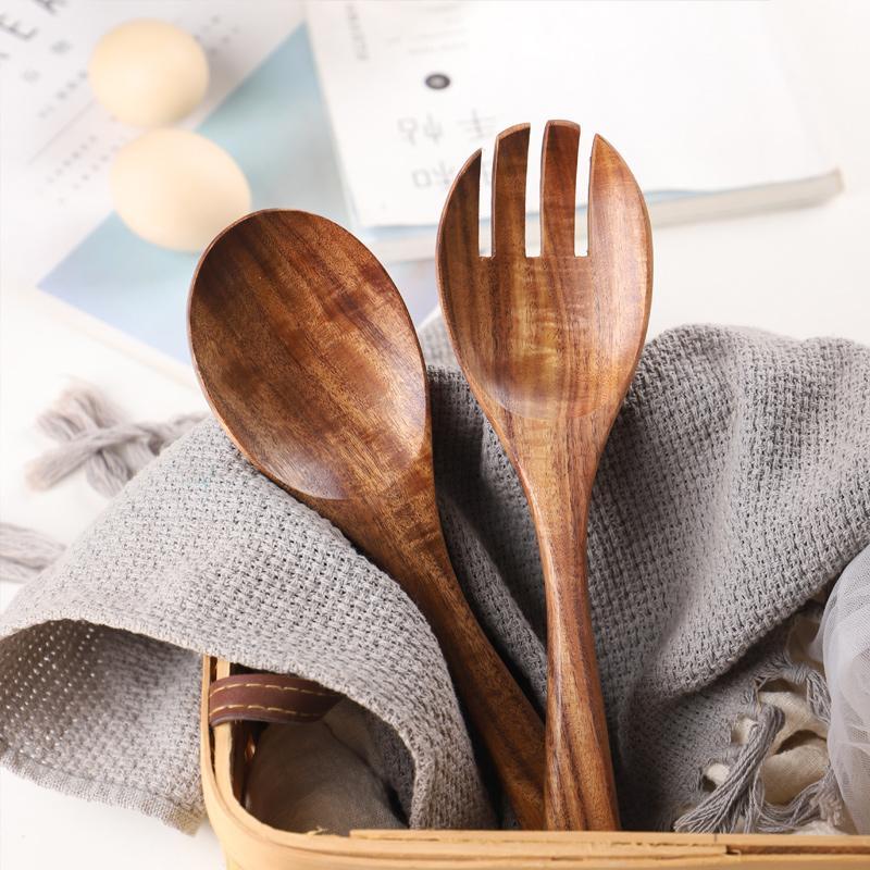 WoodenToss - Rustic Salad Serving Utensils (2-Piece)
