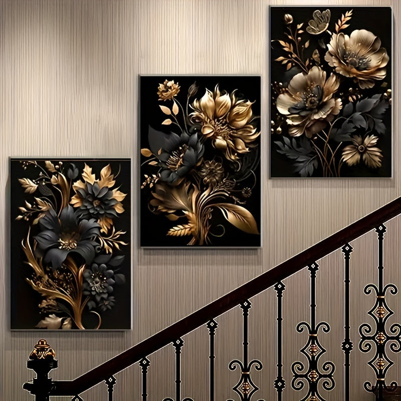 LuxeBloom - Golden Flower Wall Decor