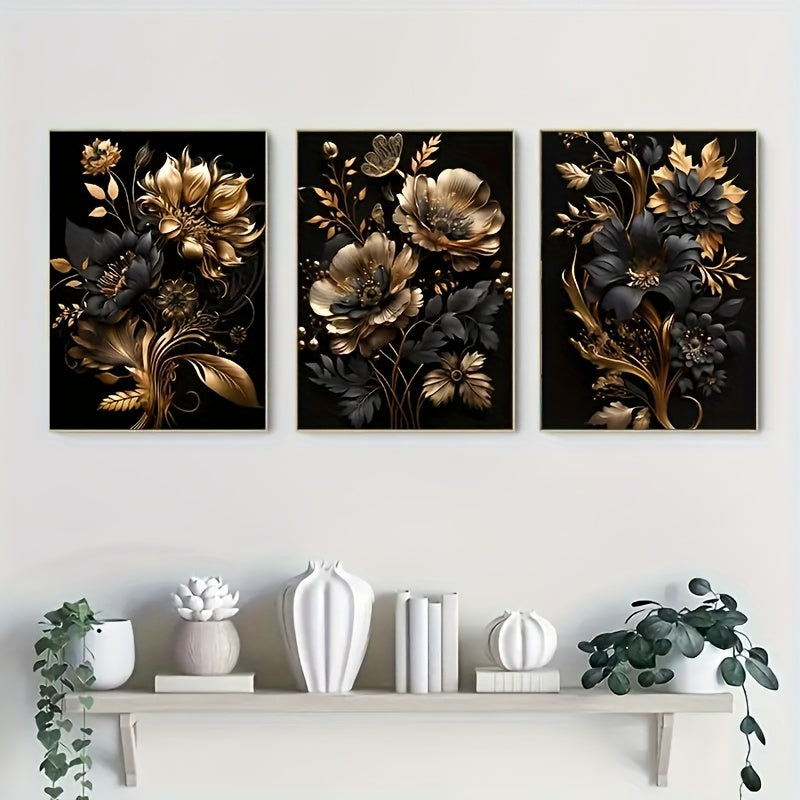 LuxeBloom - Golden Flower Wall Decor