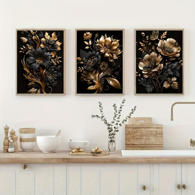 LuxeBloom - Golden Flower Wall Decor