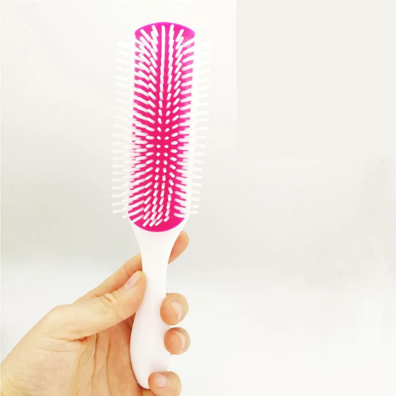 CurlEase - 9-Row Detangling Brush for Straight & Curly Hair