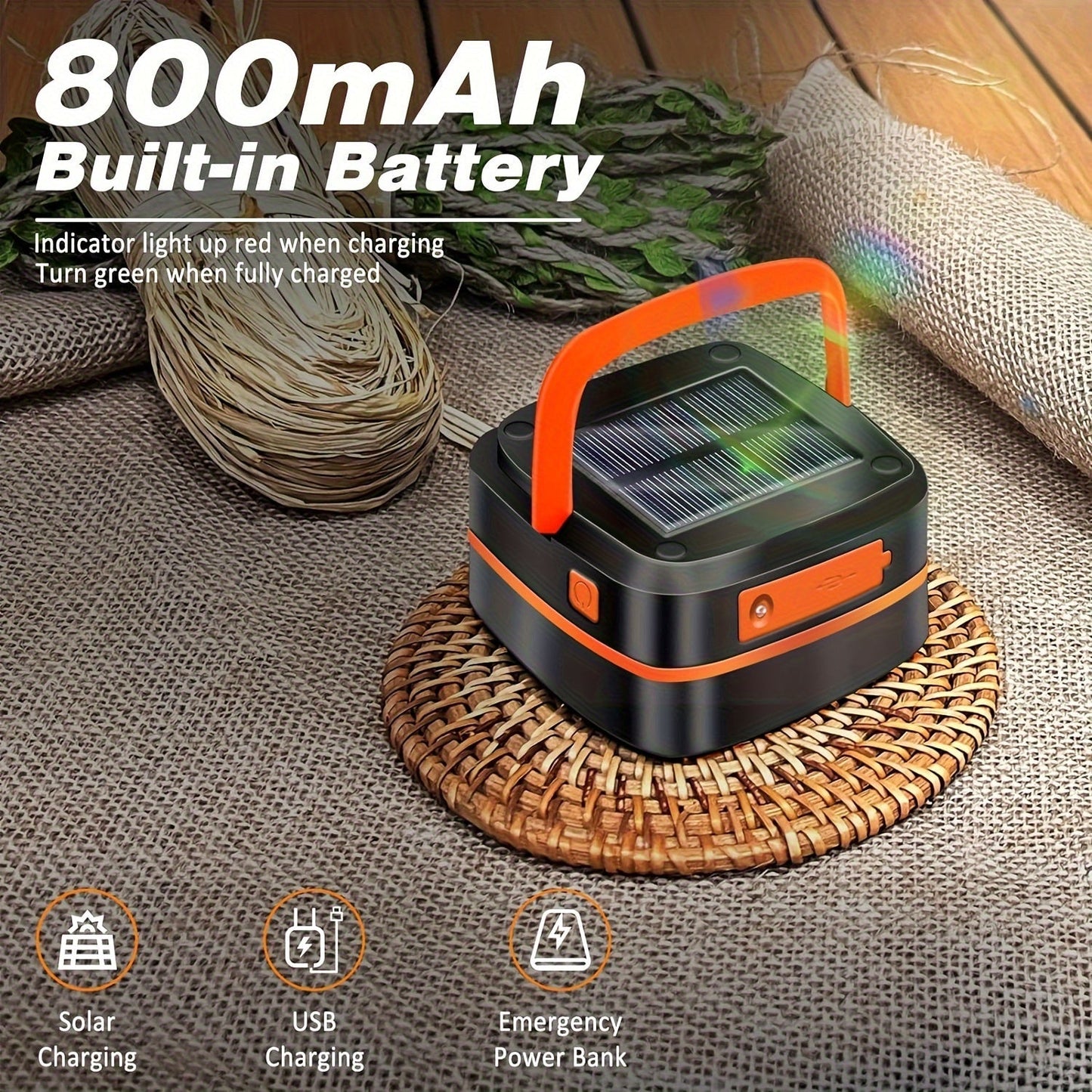 Rechargeable LED Camping Lantern - Compact Foldable Light for Outdoor Adventures and Emergencies