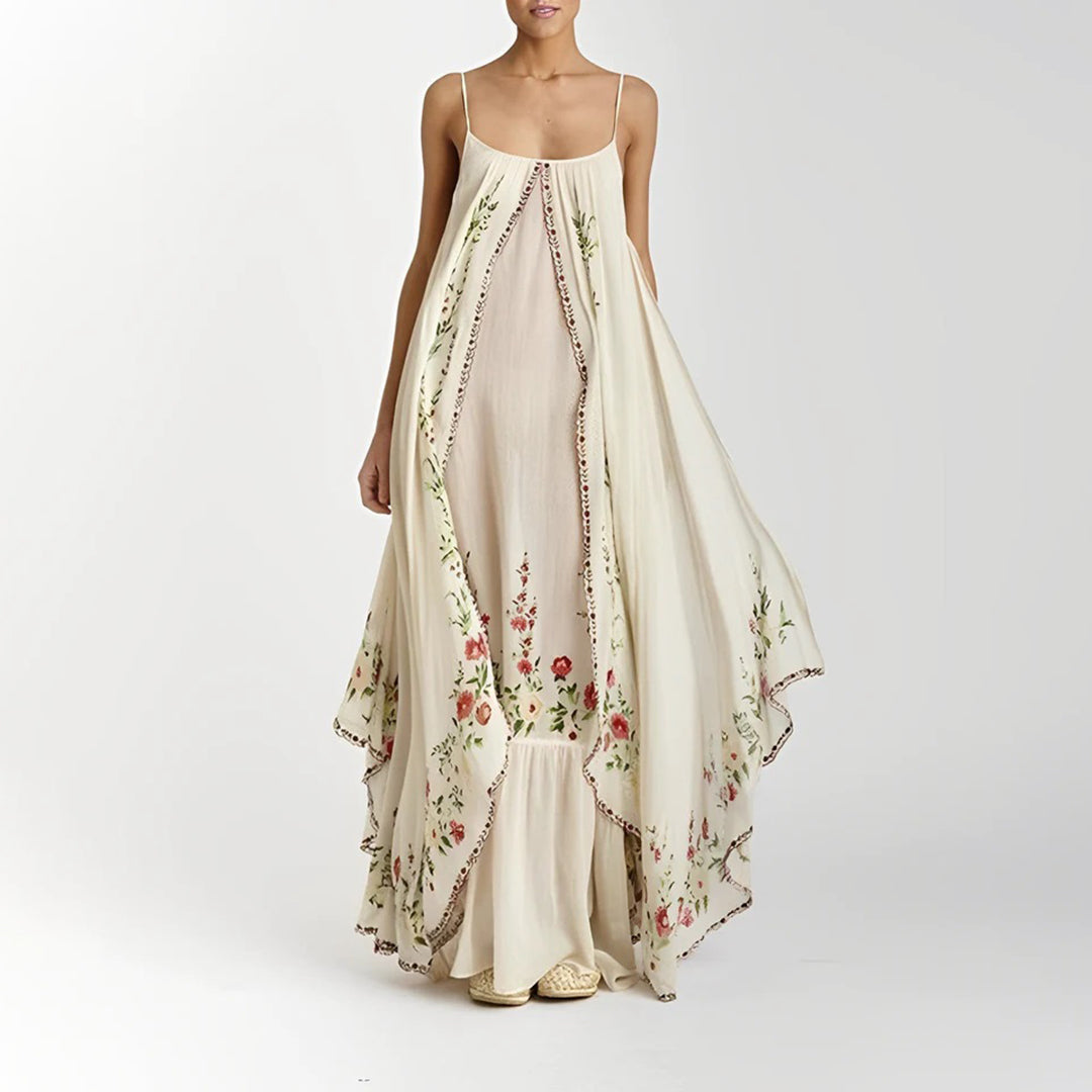 Elegant Layered Maxi Dress for Women, Sleeveless Long Dress