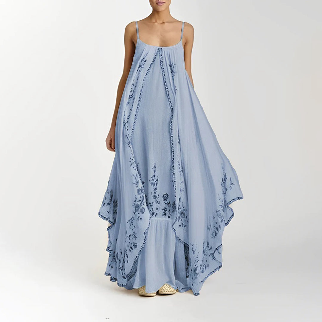 Elegant Layered Maxi Dress for Women, Sleeveless Long Dress