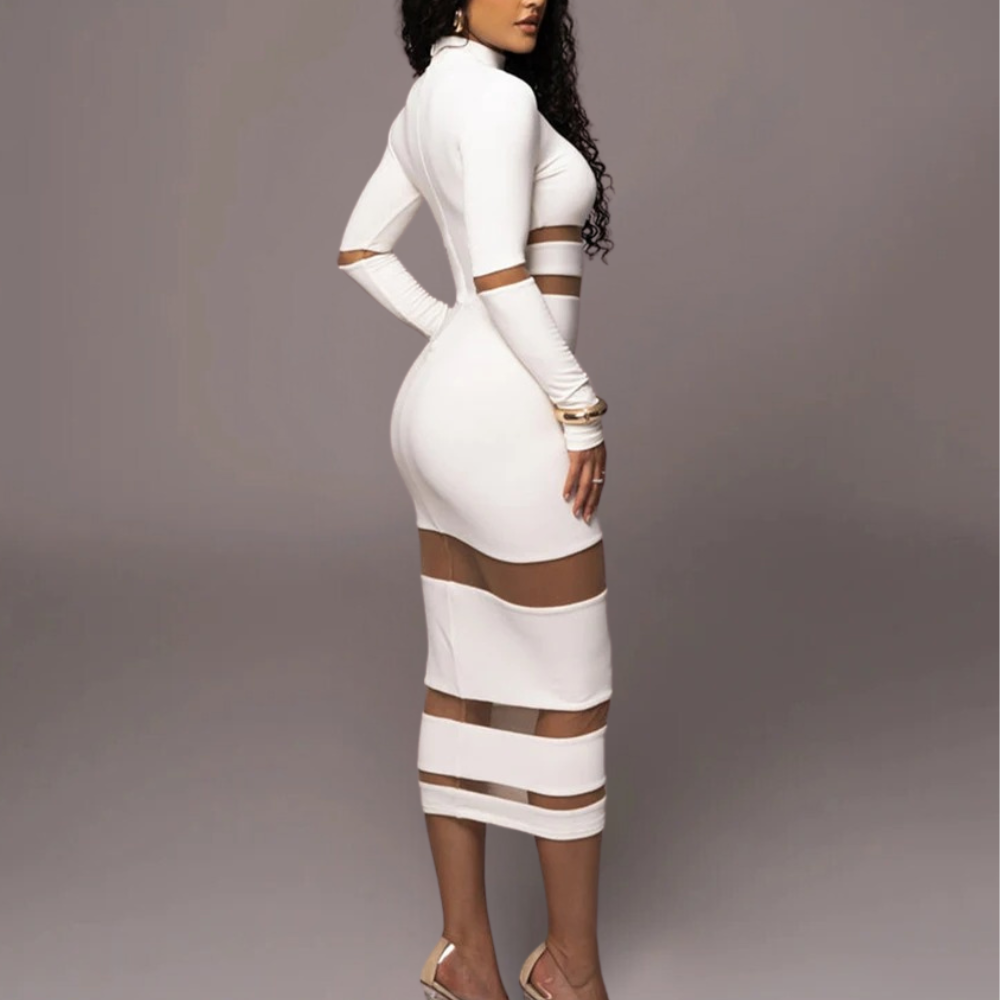 Elegant White Bodycon Dress for Women - Versatile & Comfortable