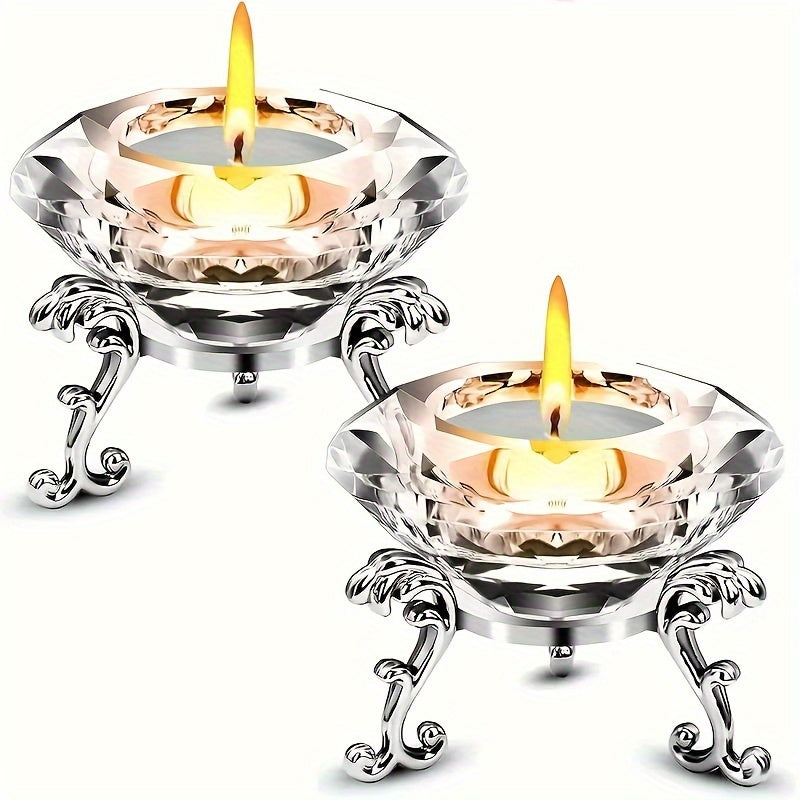 RadiantCrystal - Transparent European Candle Holder Set