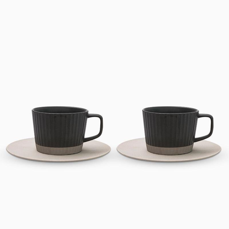 PureStone - Elegant Coffee Mug Set in Grey & White