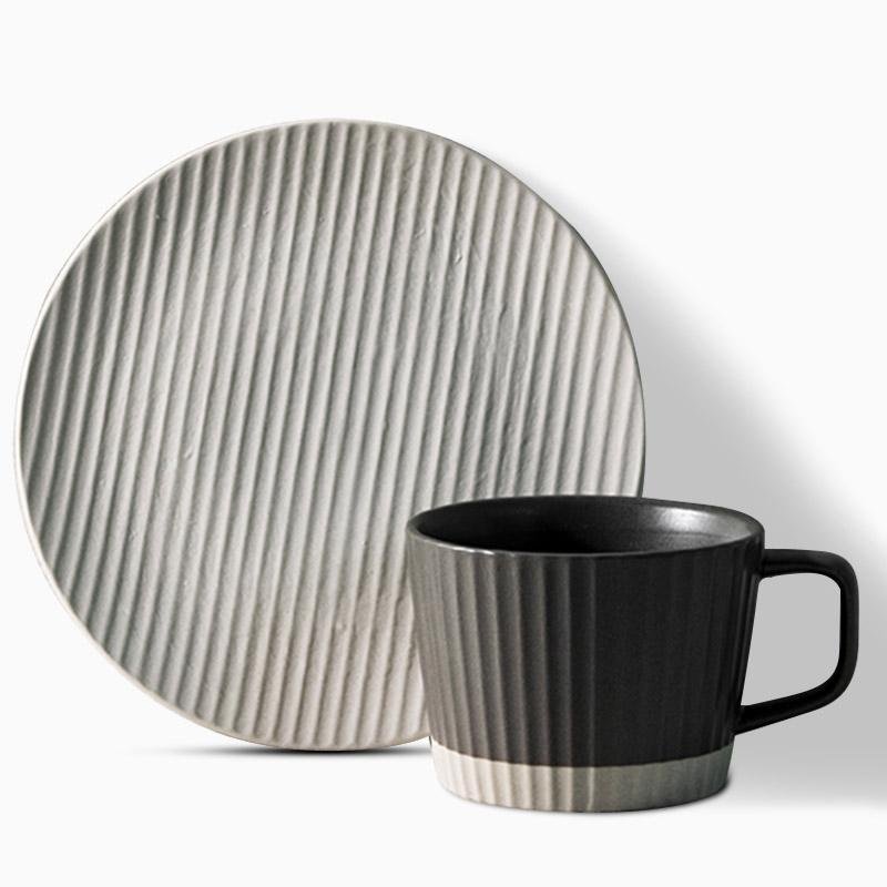 PureStone - Elegant Coffee Mug Set in Grey & White