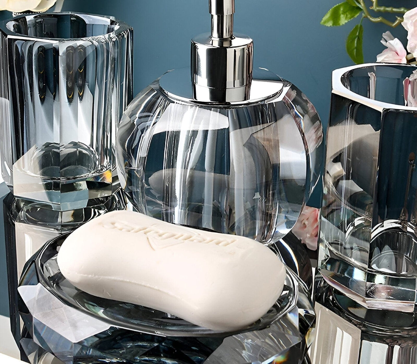 Crystal Glass Bathroom Accessories Set