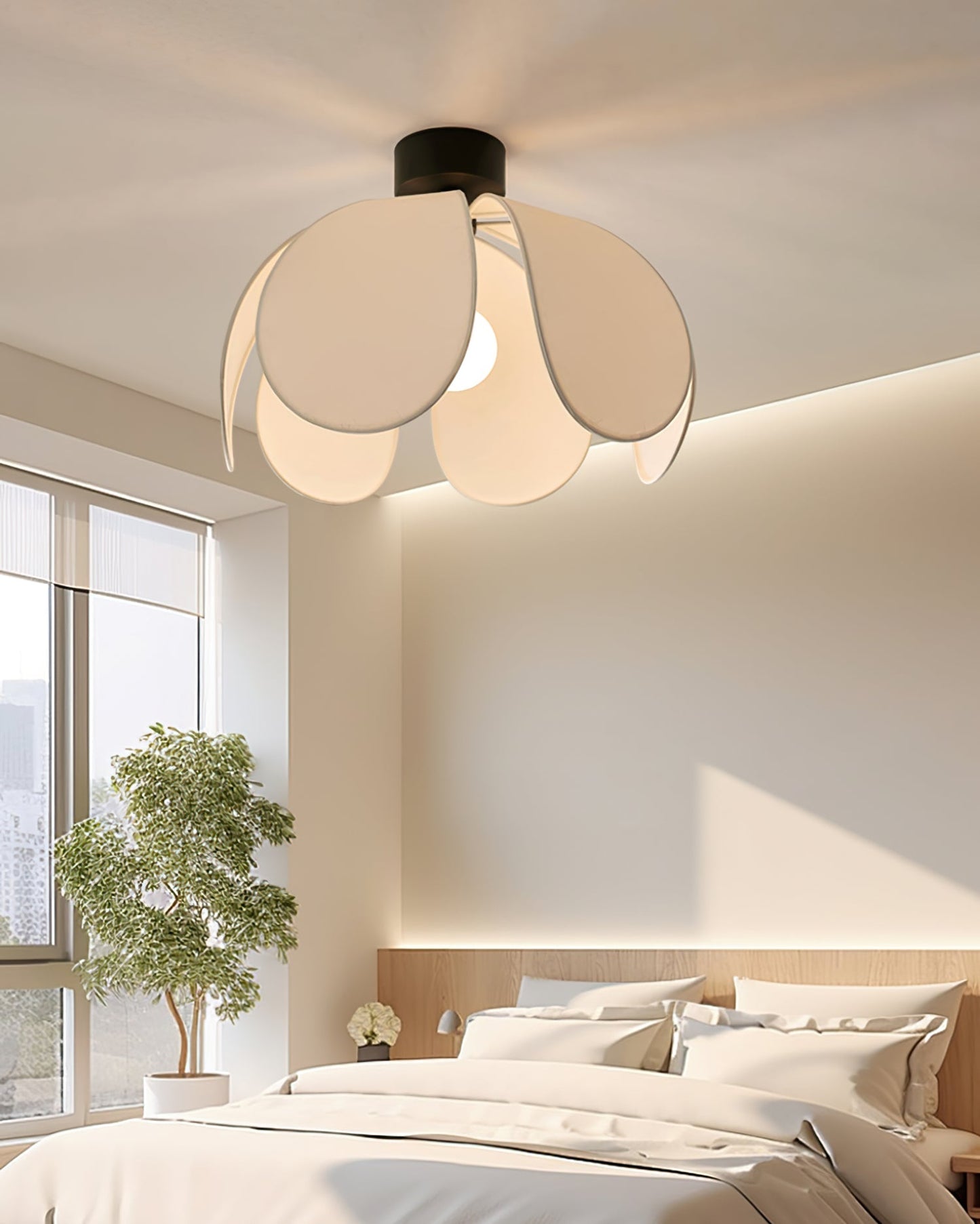 BloomLuxe - Ceiling Light with Elegant Fabric Petals and Warm Radiance