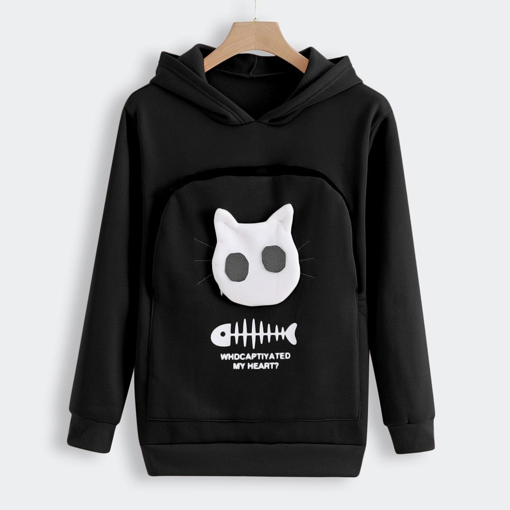 Hug Pouch Sweater for Pet Lovers – Cozy Cotton Design with Removable Lining and Kangaroo Pocket