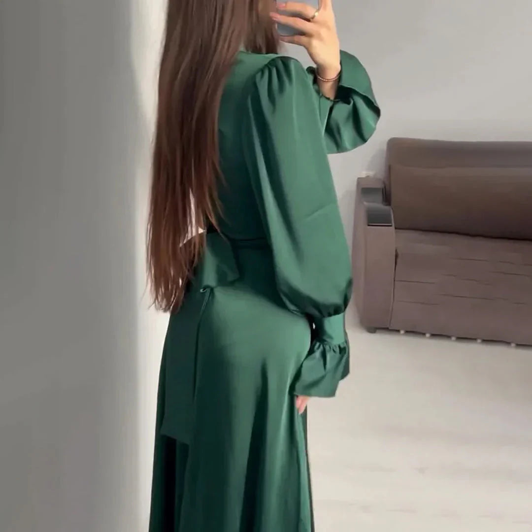 Lightweight Long Sleeve Maxi Dress for Women, Elegant Style
