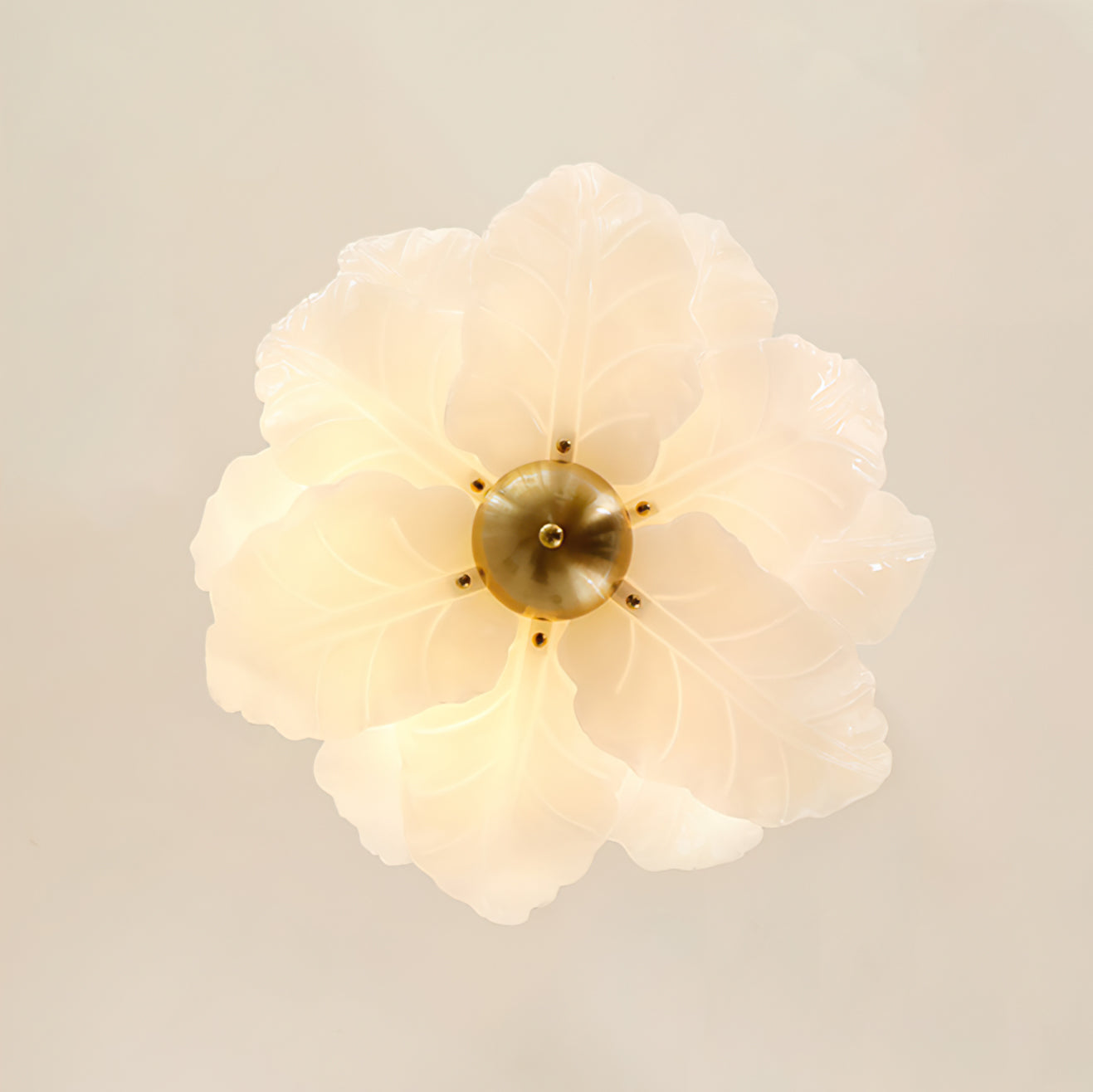 FoliageGlow - Ceiling Lamp with Glass Leaf Design and Gentle Lighting