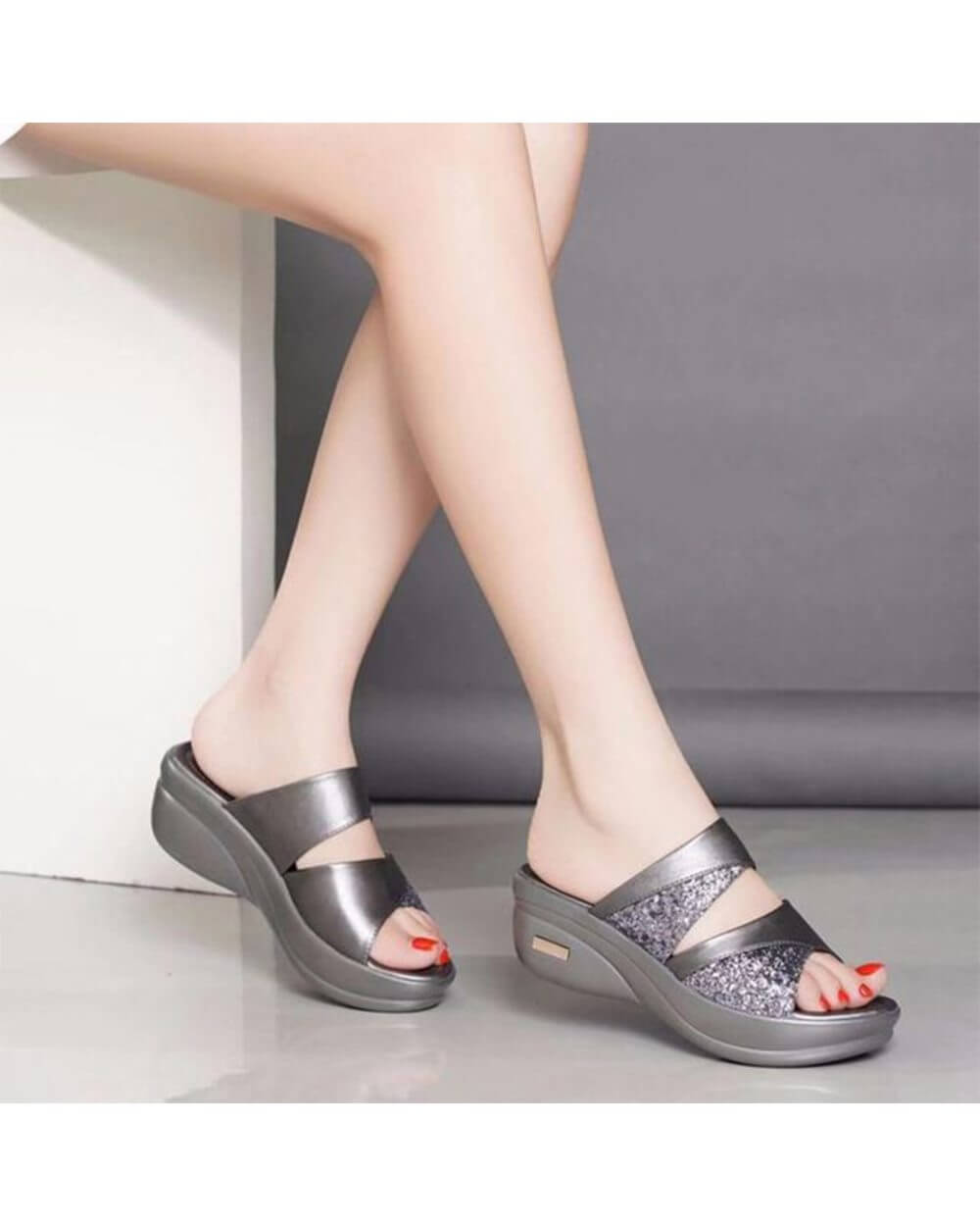 Josefina - Glitter Wedge Orthopedic Sandals - Stylish & Comfortable