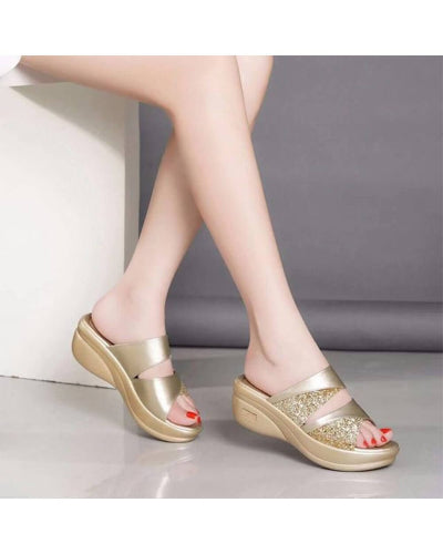 Josefina - Glitter Wedge Orthopedic Sandals - Stylish & Comfortable