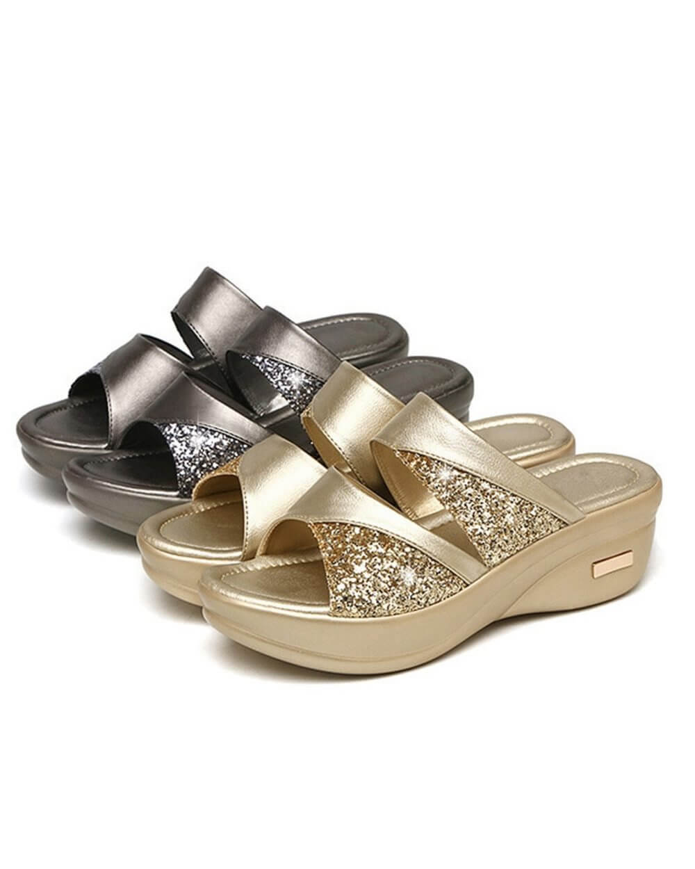 Josefina - Glitter Wedge Orthopedic Sandals - Stylish & Comfortable