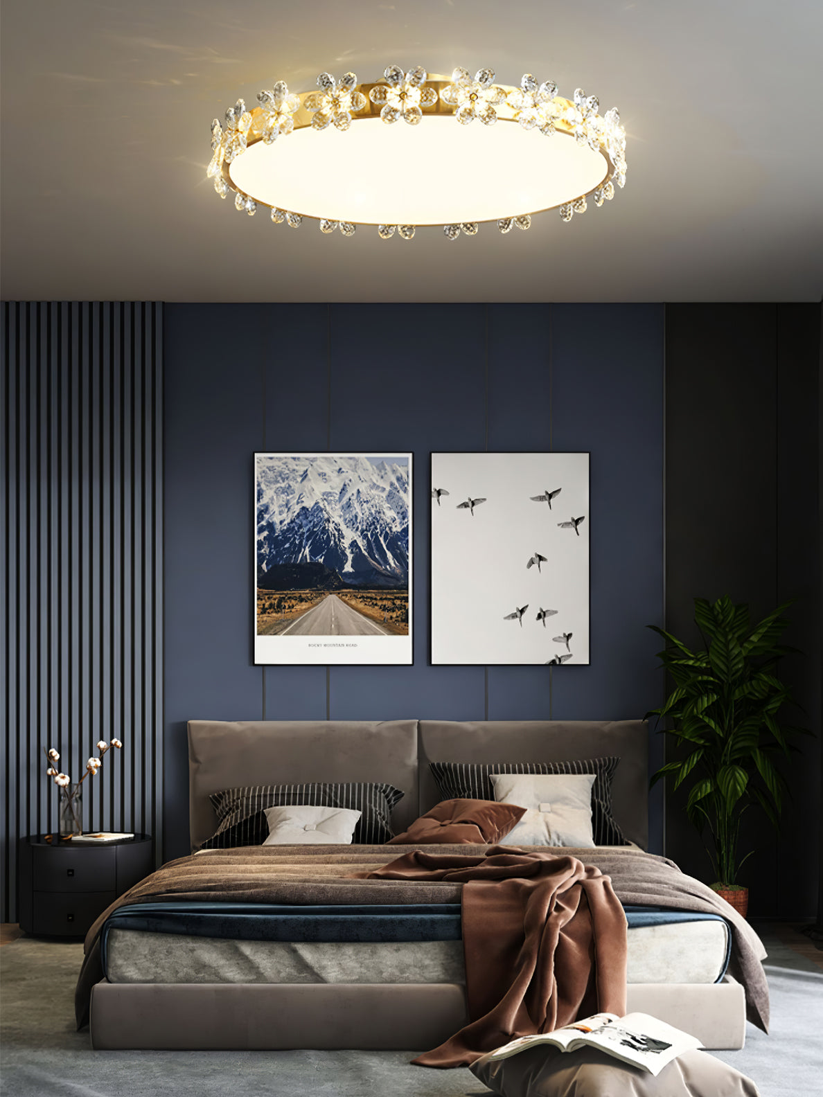 FloralCrystal - Ceiling Lamp with Crystal Petals and Subtle Light Spread