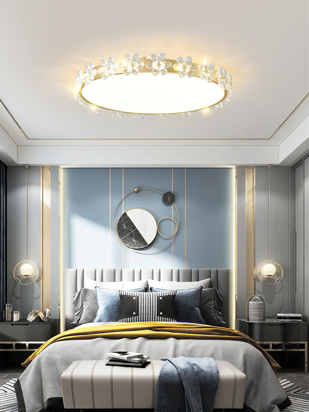 FloralCrystal - Ceiling Lamp with Crystal Petals and Subtle Light Spread