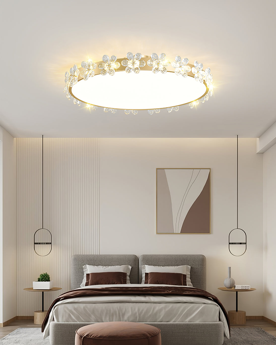 FloralCrystal - Ceiling Lamp with Crystal Petals and Subtle Light Spread