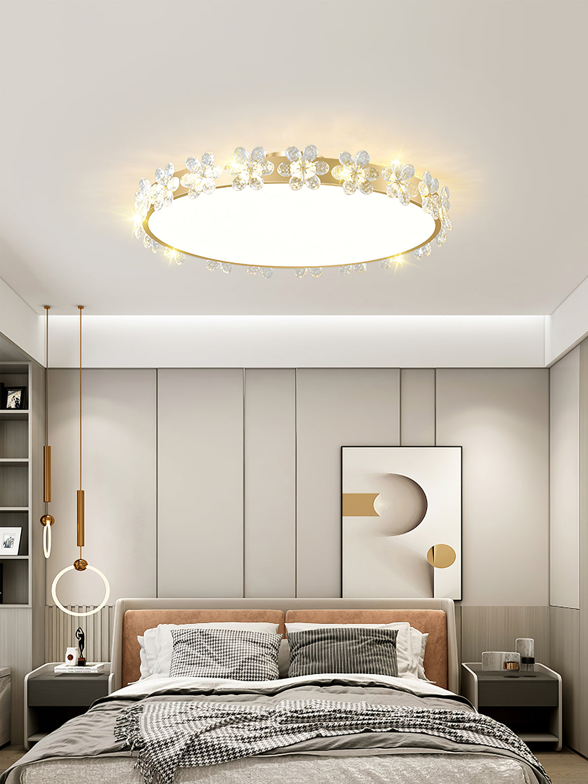 FloralCrystal - Ceiling Lamp with Crystal Petals and Subtle Light Spread