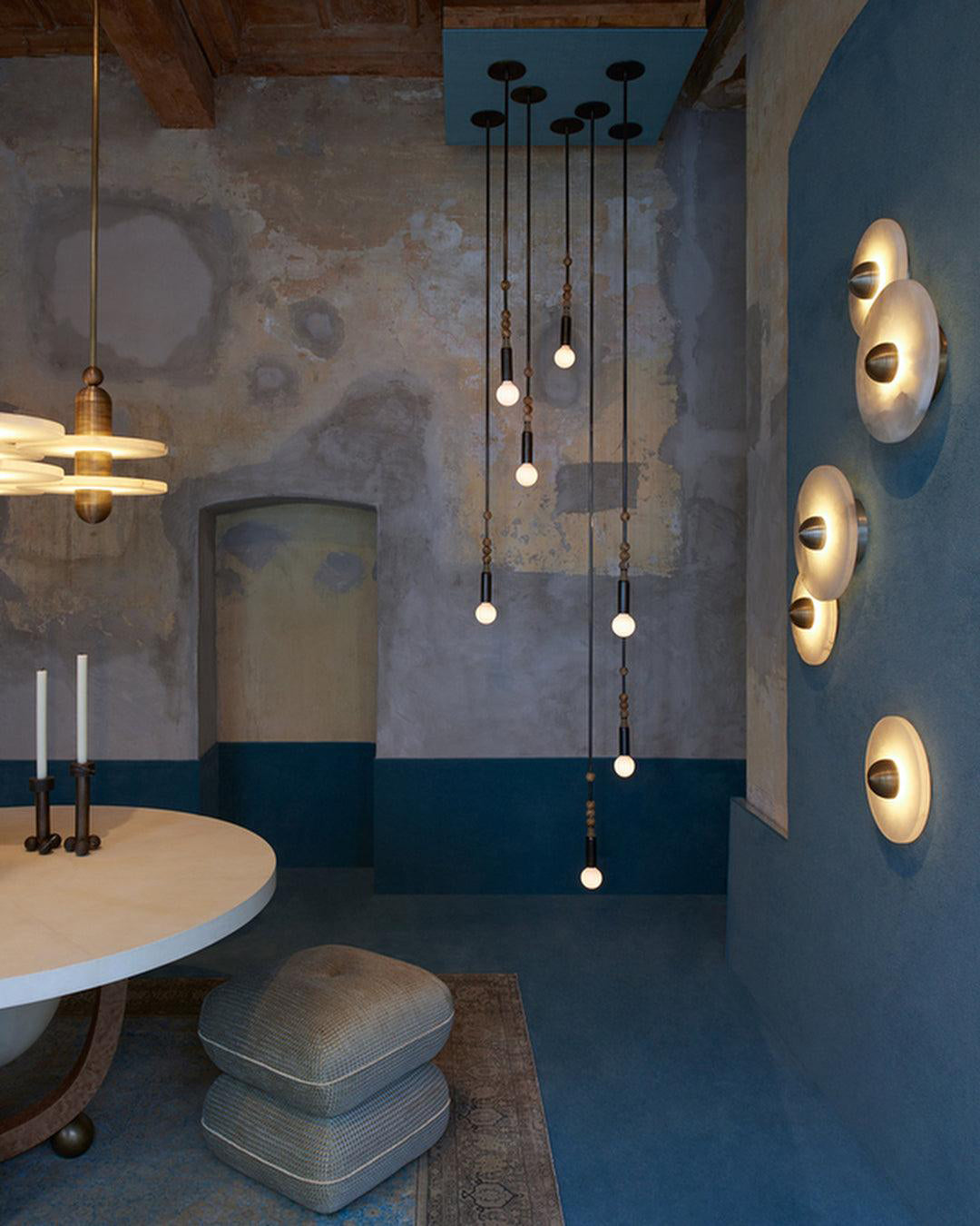 LuxeMarble – Round Marble Wall Lamp for Chic Illumination