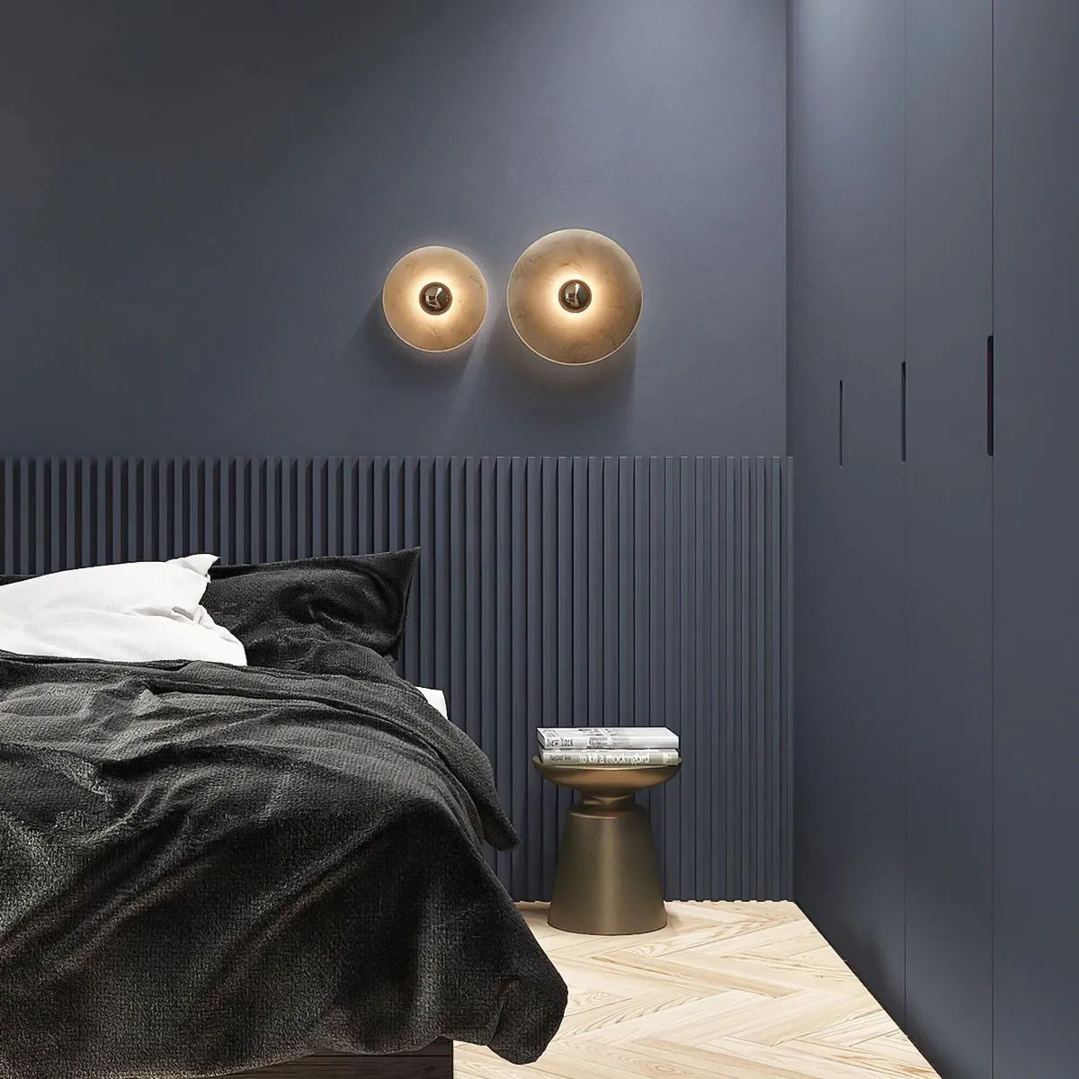LuxeMarble – Round Marble Wall Lamp for Chic Illumination