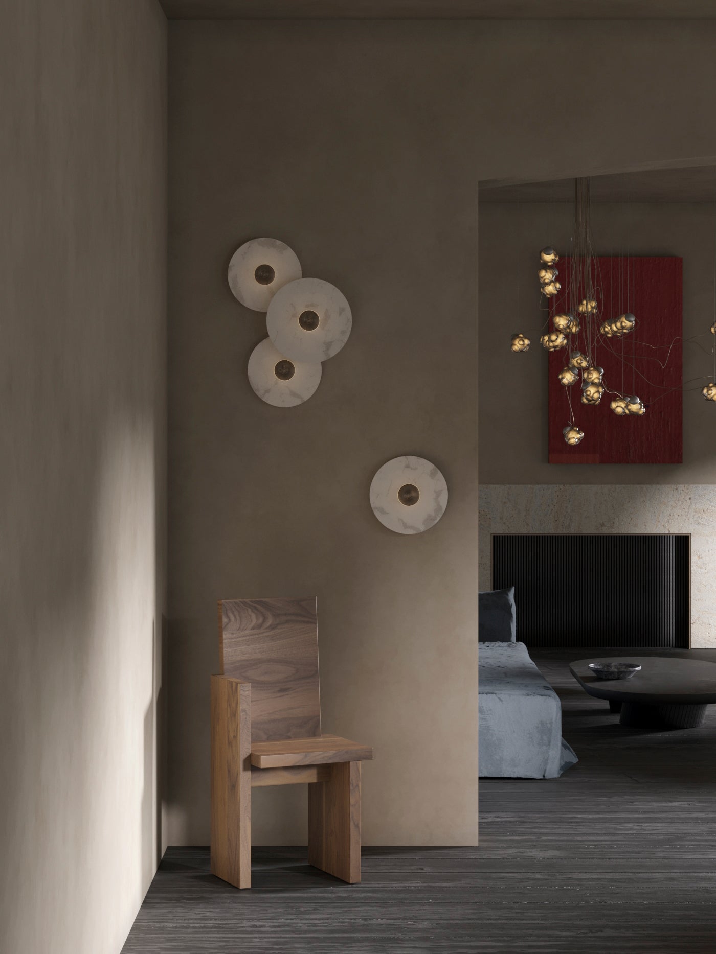 LuxeMarble – Round Marble Wall Lamp for Chic Illumination