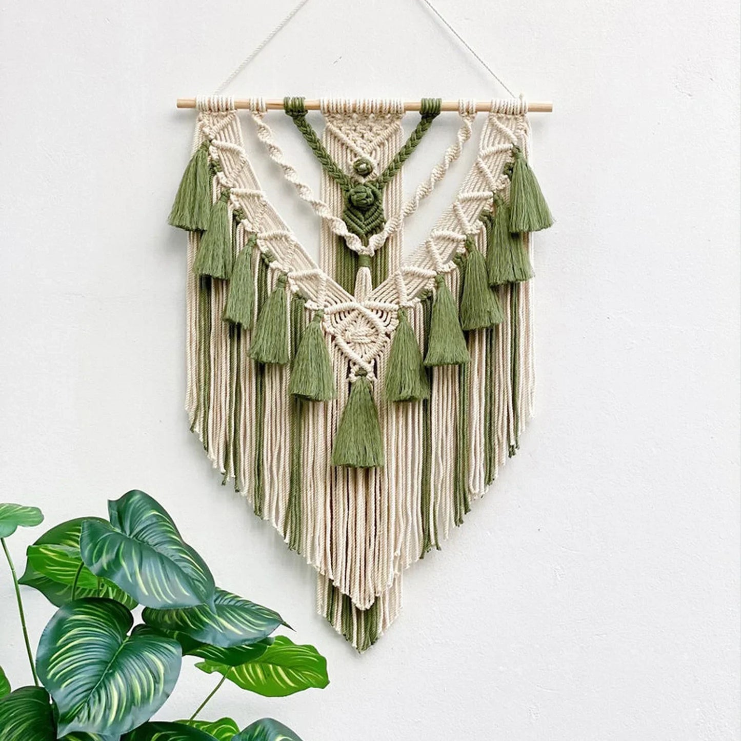 Boho Macrame Wall Hanging – Hand-Woven Geometric Tapestry for Dorm & Home Decor