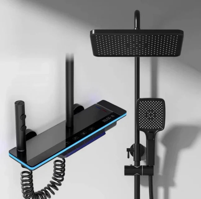 AquaSense Digital Shower Set – 4 Functions, High Pressure, Copper Mixer, Thermostat Control