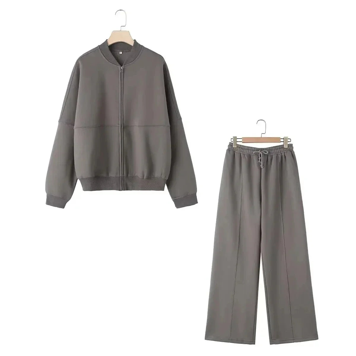 Ella's Cozy Zipper Cardigan Set - Effortless Fall Fashion