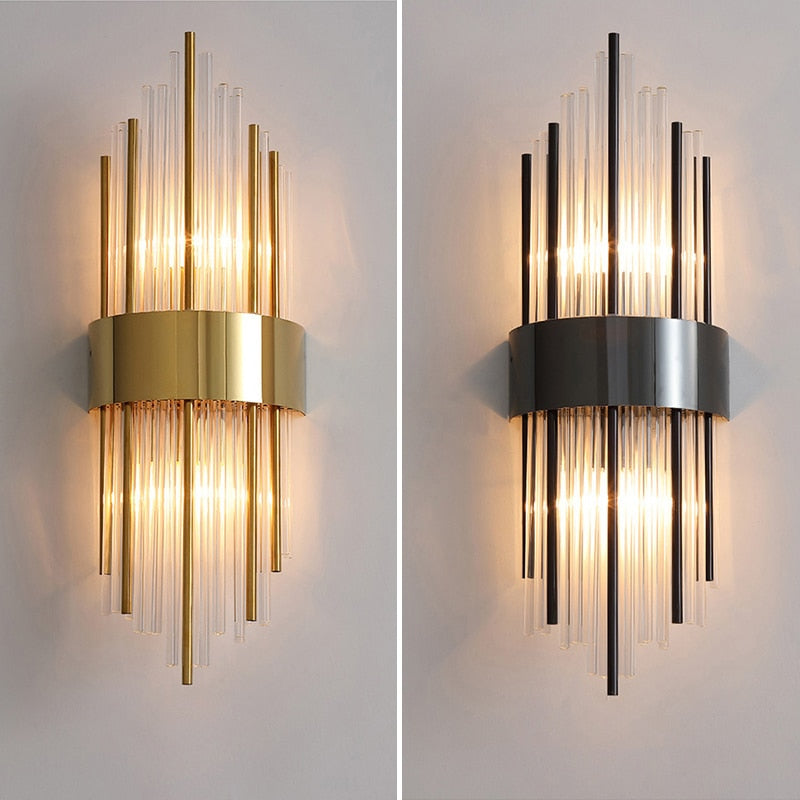 RadiantCrown – Gold Crystal Wall Lamp with Durable Build