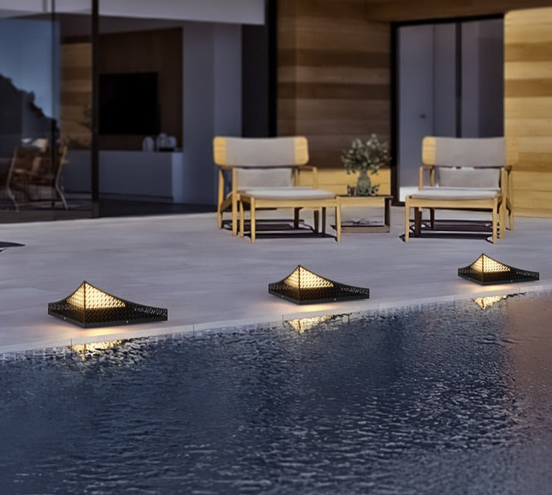 Modern Semi-Pyramid Solar Lights Outdoor with Intelligent Sensor & IP65 Waterproof