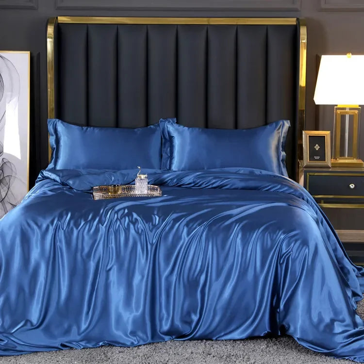 Luxury Silk Bedding Set - 4 Pieces (1 Flat Sheet + 1 Duvet Cover + 2 Pillowcases)