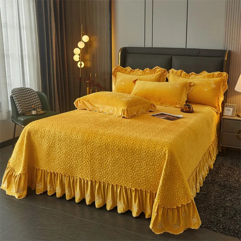 Thelittleesse™ Rustic Sunflower Bedding Set – Quilted 500TC Polyester Bedspread in Sun-Kissed Yellow