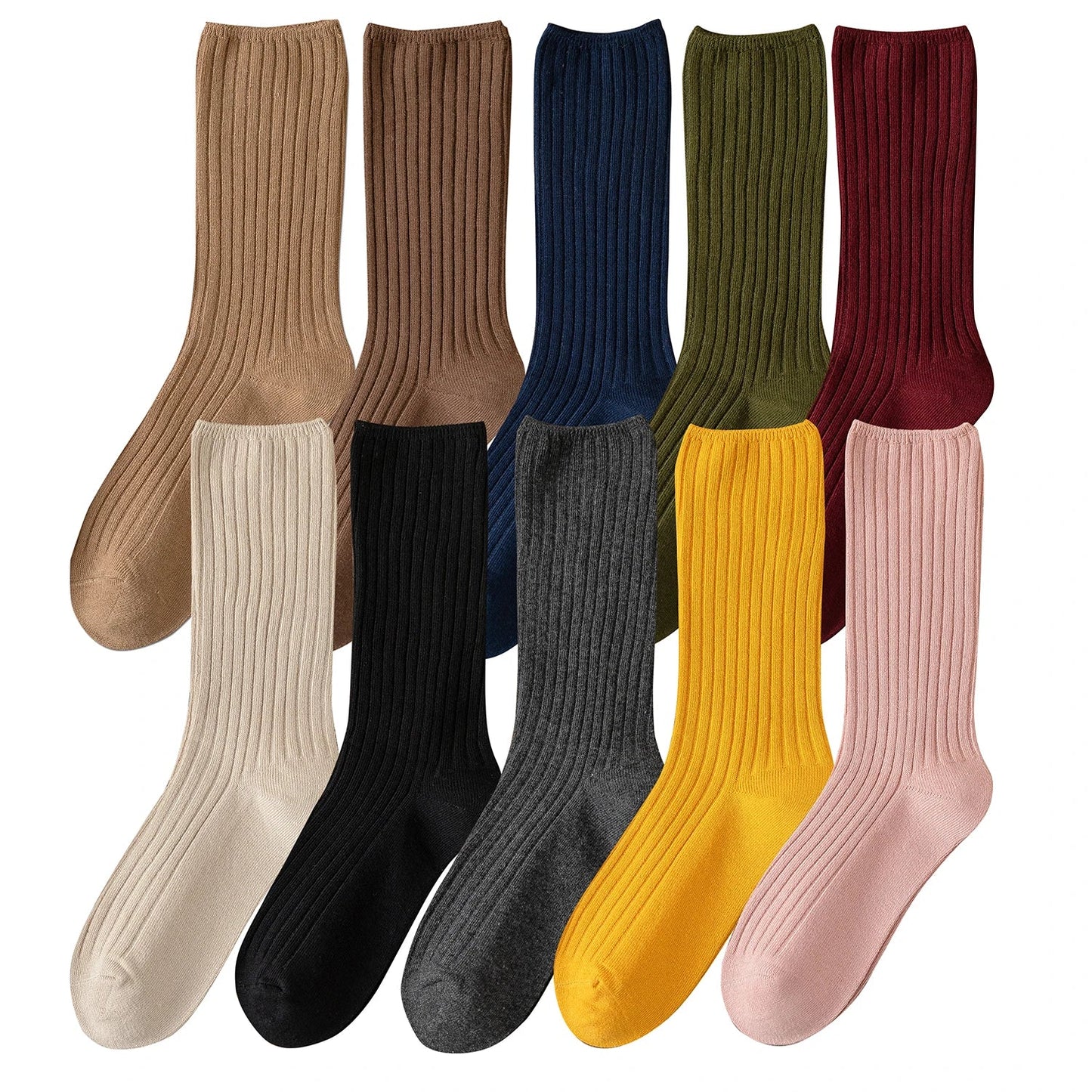 Retro Cotton Loose Socks – 10 Pairs of Autumn & Winter Warmth