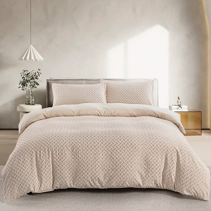 Tufted White Duvet Cover Twin King Soft Microfiber Chenille Dots Bedding Set Bohemian Jacquard Comforter Cover with Pillowcase