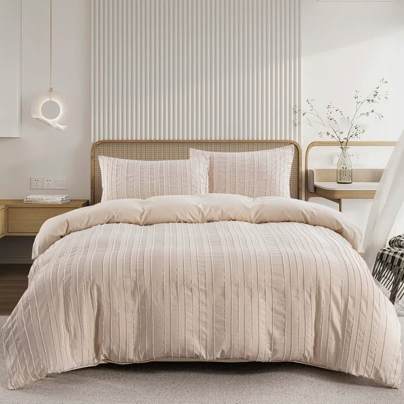 Tufted White Duvet Cover Twin King Soft Microfiber Chenille Dots Bedding Set Bohemian Jacquard Comforter Cover with Pillowcase