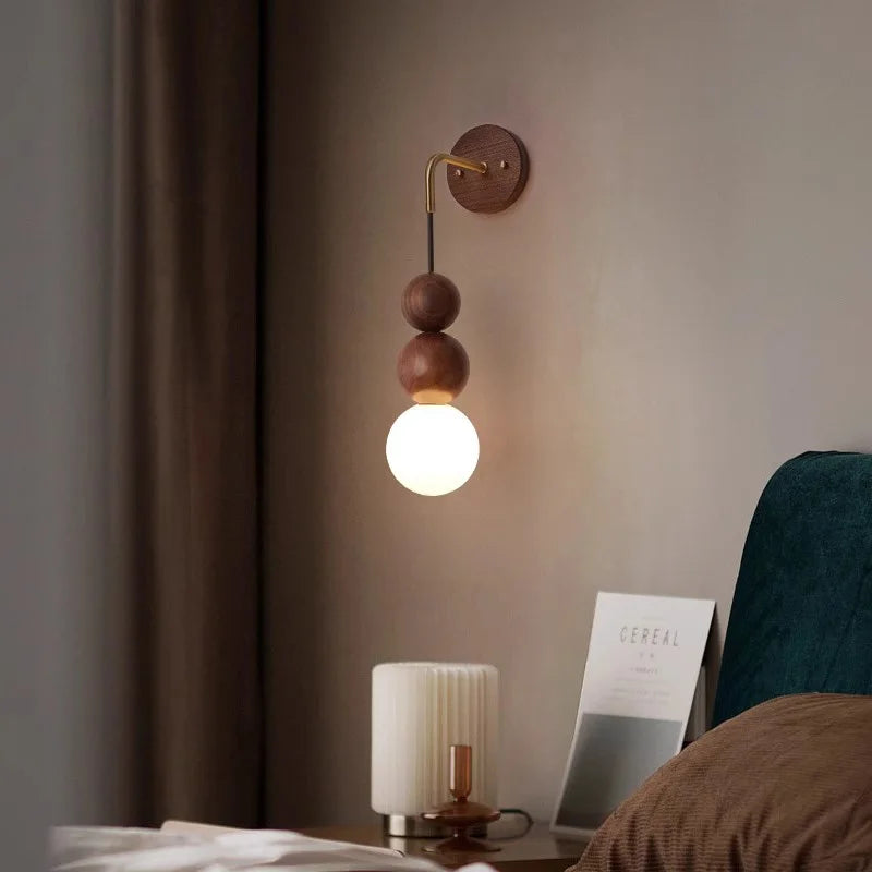 GradientLuxe – Modern Wall Lamp with Walnut and Gradient Glass