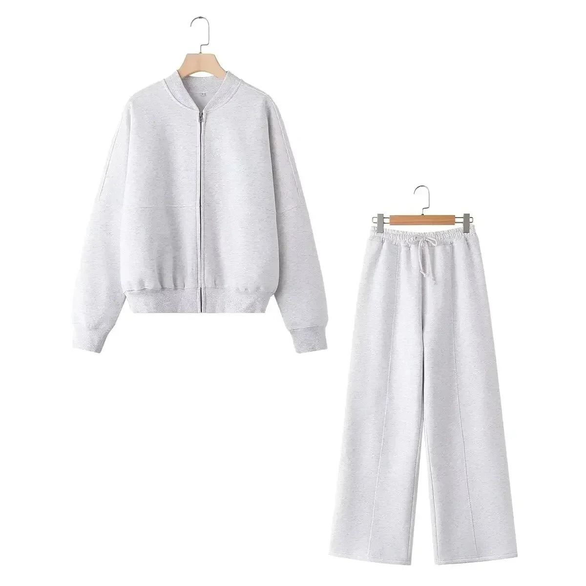 Ella's Cozy Zipper Cardigan Set - Effortless Fall Fashion