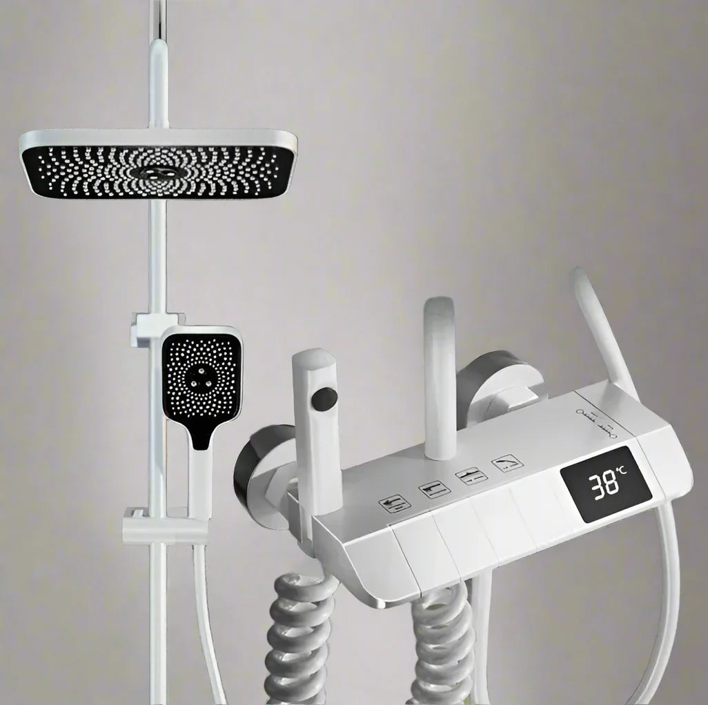 AquaSense Digital Shower Set – 4 Functions, High Pressure, Copper Mixer, Thermostat Control
