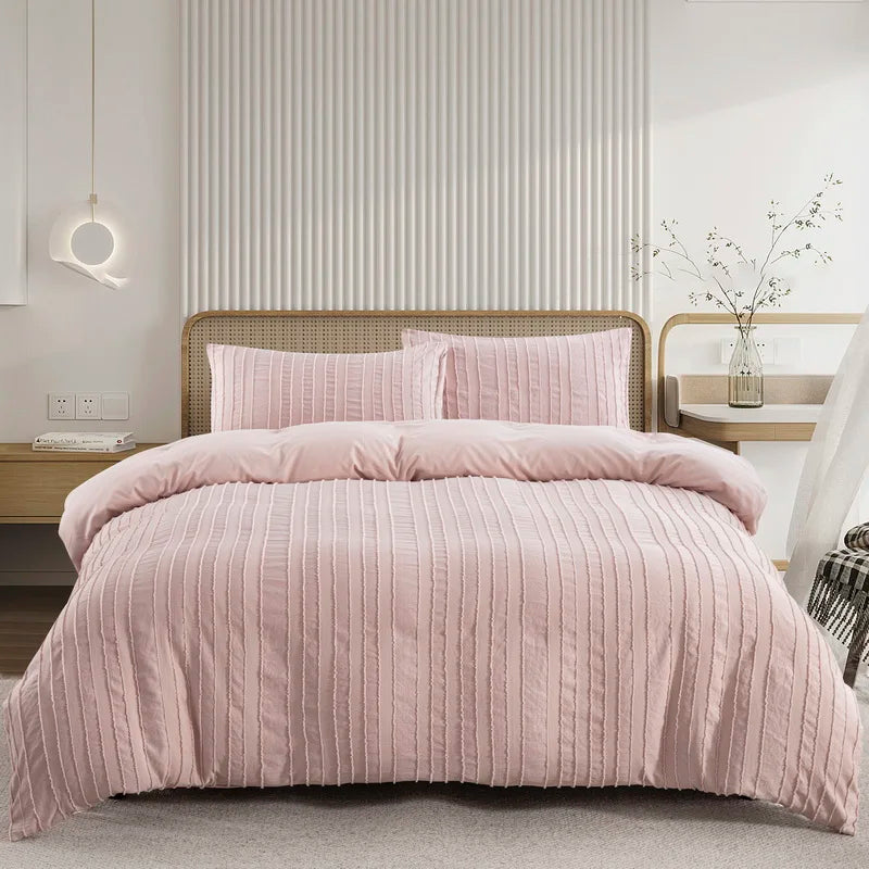 Tufted White Duvet Cover Twin King Soft Microfiber Chenille Dots Bedding Set Bohemian Jacquard Comforter Cover with Pillowcase