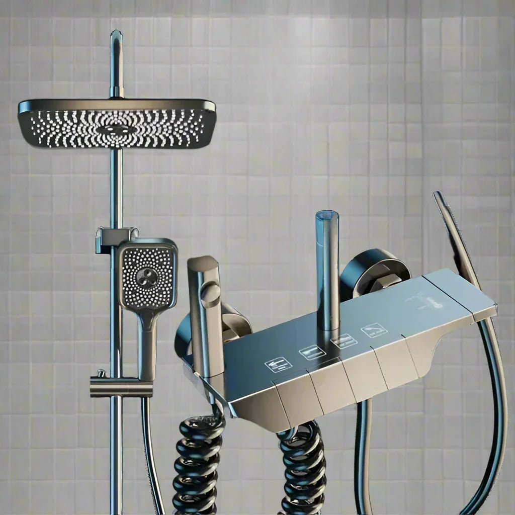 AquaSense Digital Shower Set – 4 Functions, High Pressure, Copper Mixer, Thermostat Control