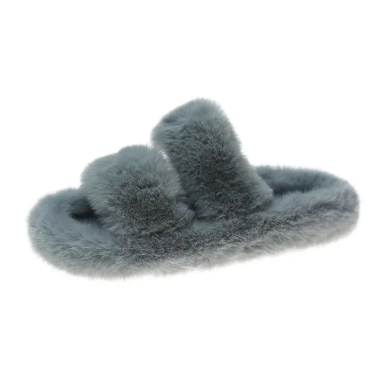 FurGlam - Soft Fur Slippers with Crossed Straps
