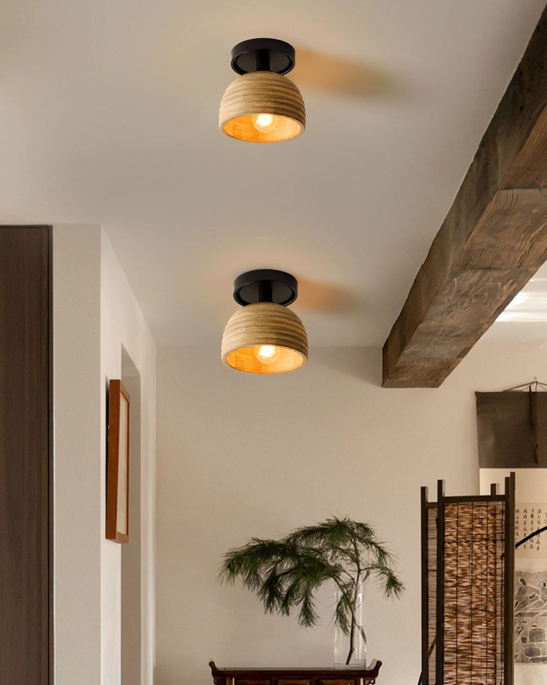 TimberGlow - Ceiling Light with Wooden Accents and Inviting Glow