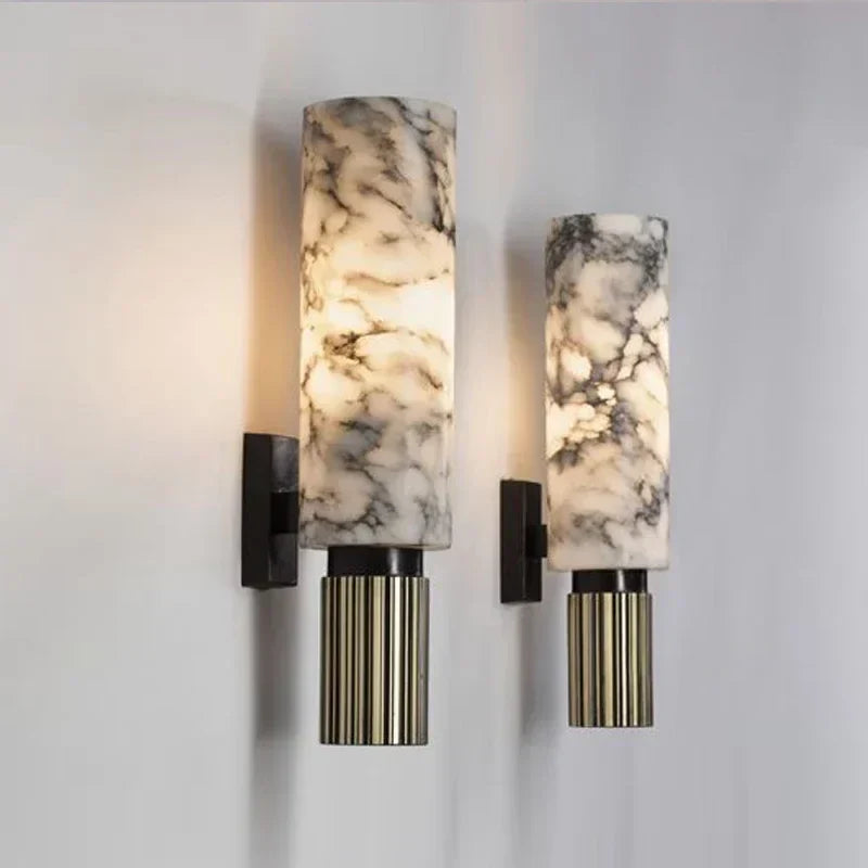 AuraStone – Marble Wall Lamp with Copper Accents