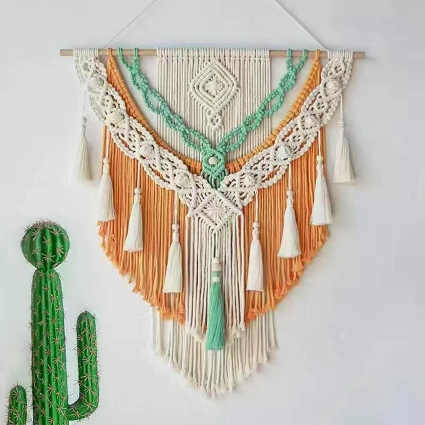 Boho Macrame Wall Hanging – Hand-Woven Geometric Tapestry for Dorm & Home Decor