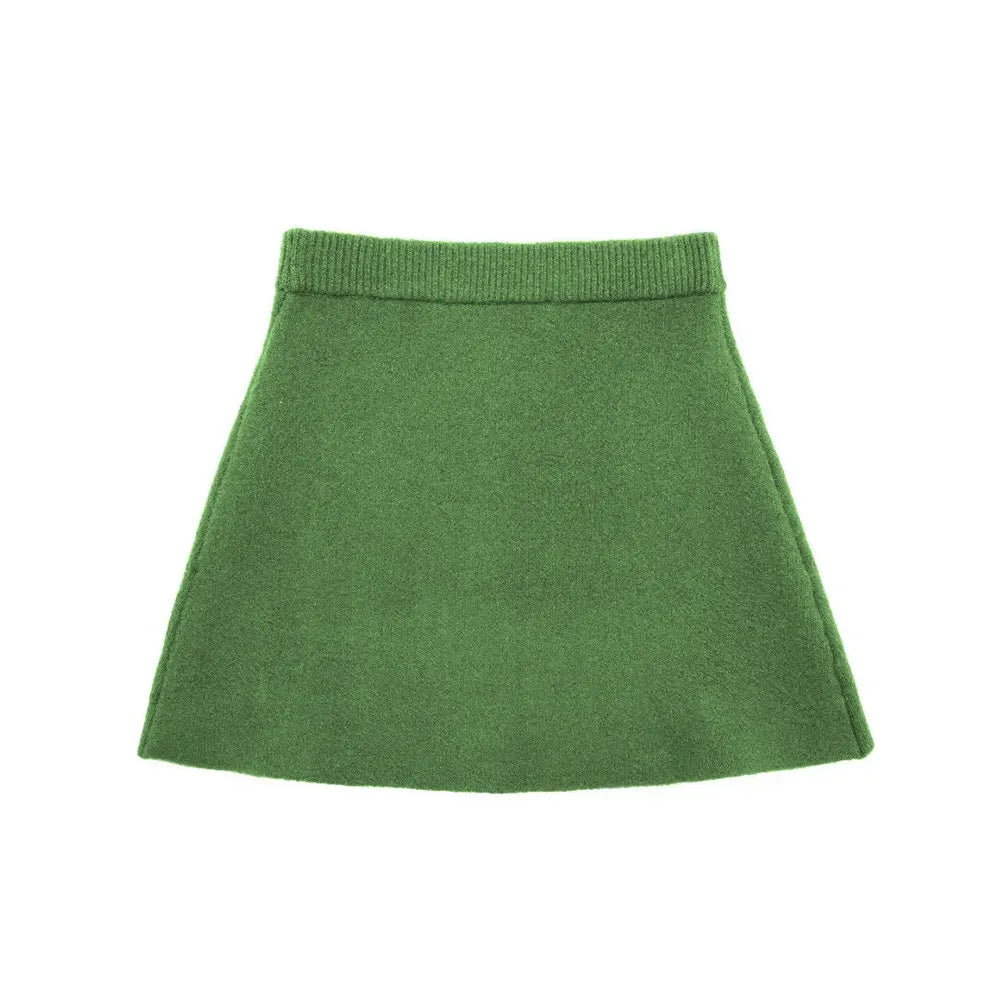 Thamara's Chic Autumn Skirt Set - Cozy Long Sleeve Sweater & A-Line Mini