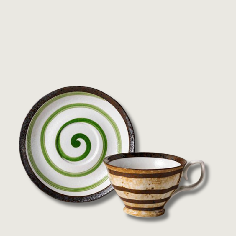 CalmSip - Handcrafted Stoneware Matcha Tea Cup & Saucer